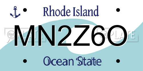 MN2Z6O Rhode Island License Plate