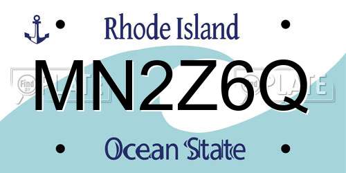 MN2Z6Q Rhode Island License Plate
