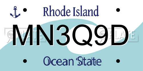 MN3Q9D Rhode Island License Plate
