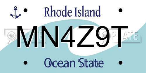 MN4Z9T Rhode Island License Plate
