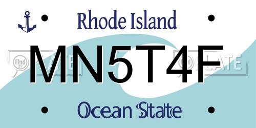 MN5T4F Rhode Island License Plate