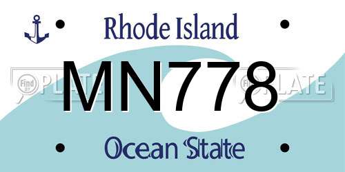 MN778 Rhode Island License Plate