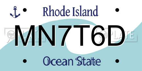 MN7T6D Rhode Island License Plate