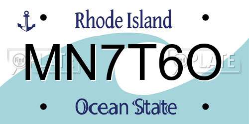 MN7T6O Rhode Island License Plate