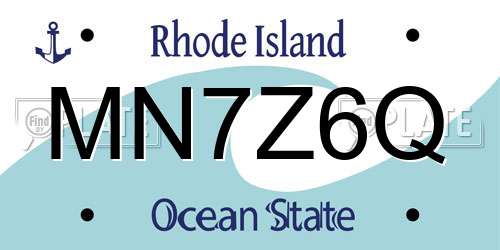 MN7Z6Q Rhode Island License Plate