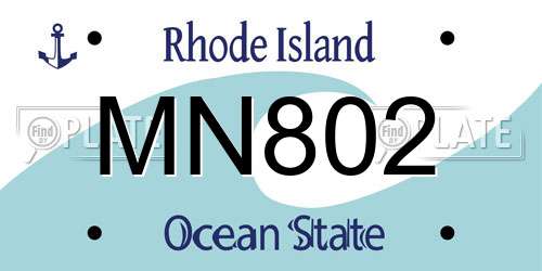 MN802 Rhode Island License Plate