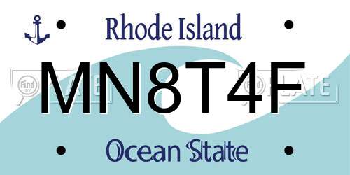 MN8T4F Rhode Island License Plate
