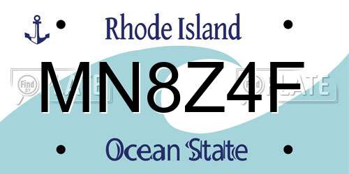 MN8Z4F Rhode Island License Plate