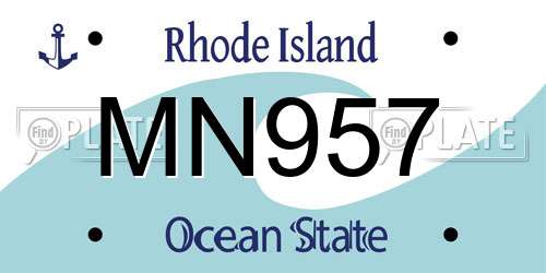 MN957 Rhode Island License Plate