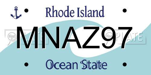 MNAZ97 Rhode Island License Plate