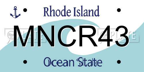 MNCR43 Rhode Island License Plate