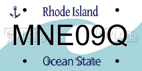 MNE09Q Rhode Island License Plate