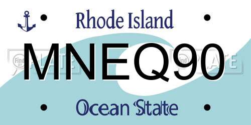 MNEQ90 Rhode Island License Plate