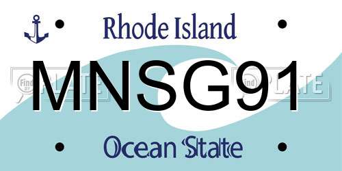 MNSG91 Rhode Island License Plate