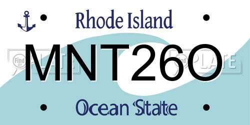 MNT26O Rhode Island License Plate