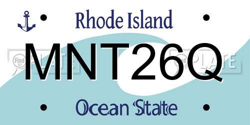 MNT26Q Rhode Island License Plate
