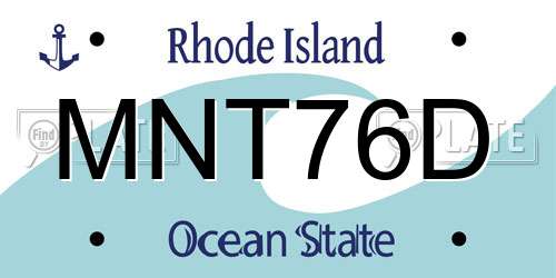 MNT76D Rhode Island License Plate