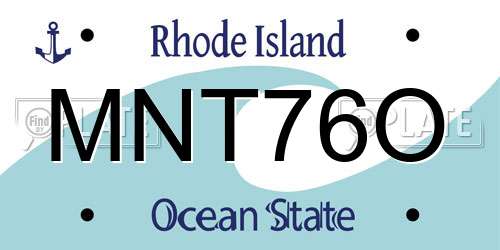 MNT76O Rhode Island License Plate