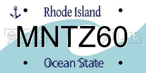 MNTZ60 Rhode Island License Plate