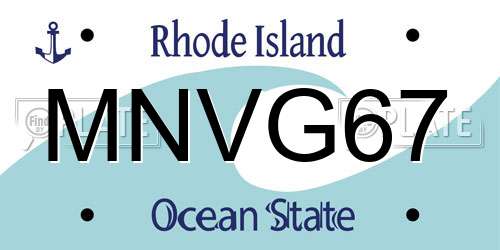 MNVG67 Rhode Island License Plate