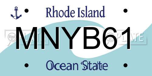 MNYB61 Rhode Island License Plate