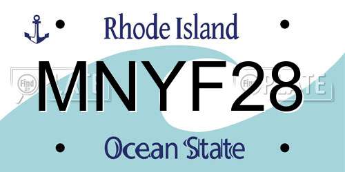MNYF28 Rhode Island License Plate