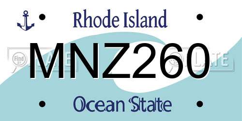 MNZ260 Rhode Island License Plate