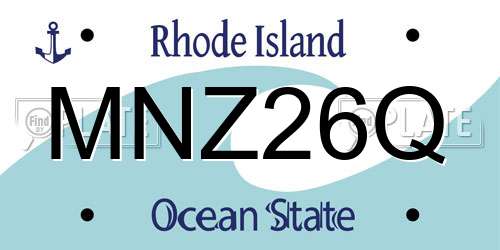MNZ26Q Rhode Island License Plate
