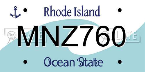 MNZ760 Rhode Island License Plate