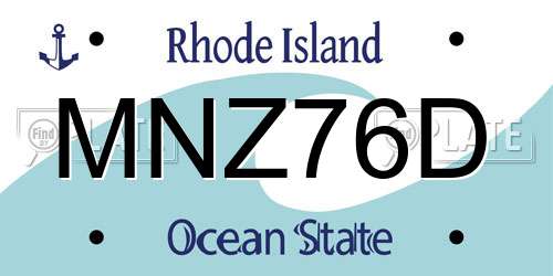 MNZ76D Rhode Island License Plate