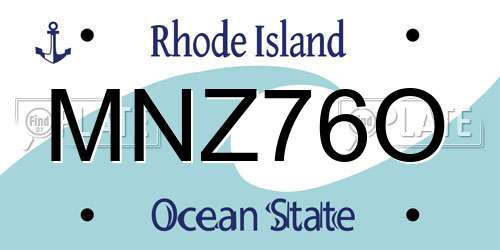 MNZ76O Rhode Island License Plate