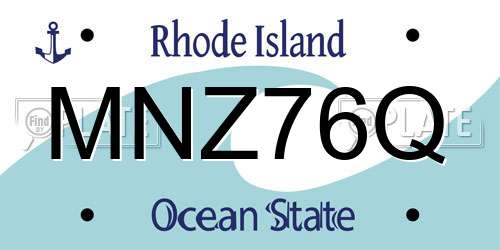 MNZ76Q Rhode Island License Plate