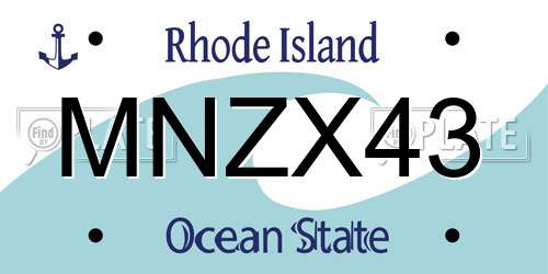 MNZX43 Rhode Island License Plate