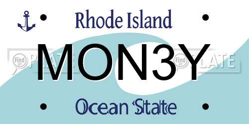 MON3Y Rhode Island License Plate