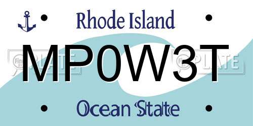 MP0W3T Rhode Island License Plate