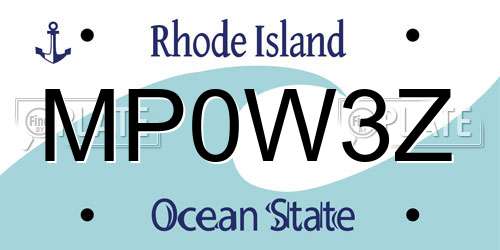 MP0W3Z Rhode Island License Plate