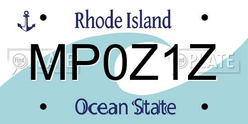 MP0Z1Z Rhode Island License Plate