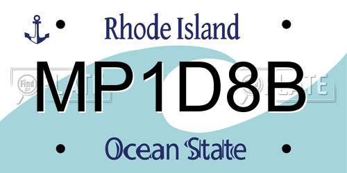 MP1D8B Rhode Island License Plate