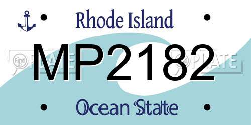 MP2182 Rhode Island License Plate