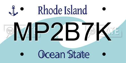 MP2B7K Rhode Island License Plate