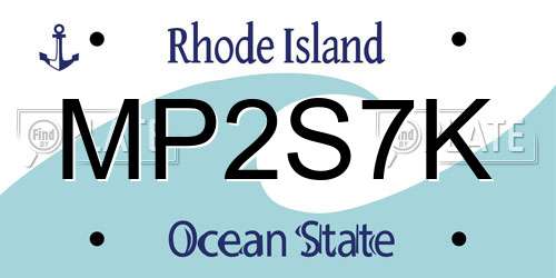 MP2S7K Rhode Island License Plate