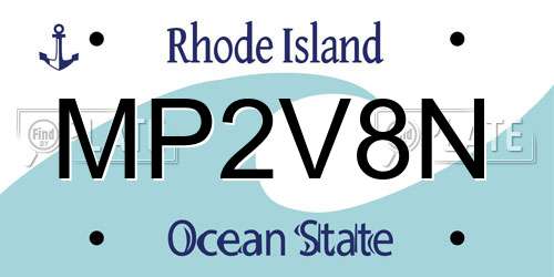 MP2V8N Rhode Island License Plate