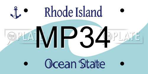MP34 Rhode Island License Plate