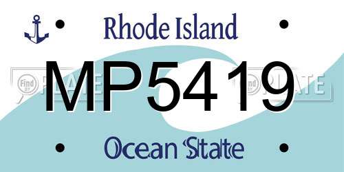 MP5419 Rhode Island License Plate