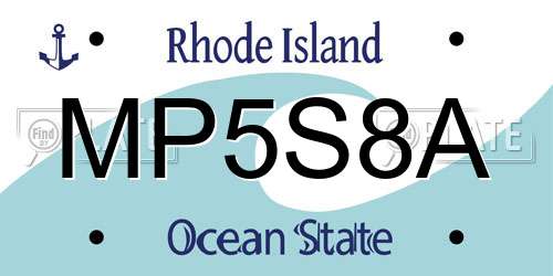 MP5S8A Rhode Island License Plate