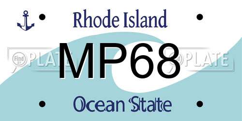 MP68 Rhode Island License Plate