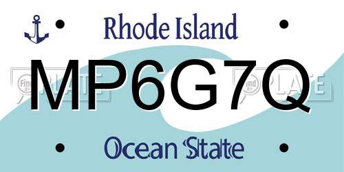 MP6G7Q Rhode Island License Plate