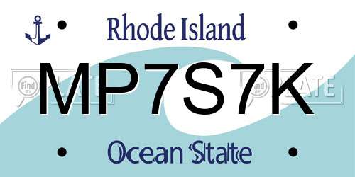 MP7S7K Rhode Island License Plate