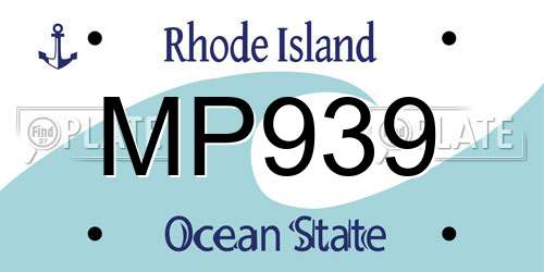 MP939 Rhode Island License Plate