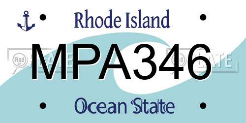 MPA346 Rhode Island License Plate